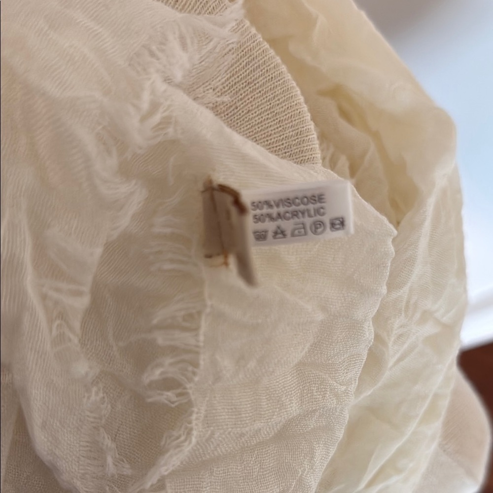 Pom Pom at Home Cream Scarf Lightweight Neutral Shawl Wrap - Picture 3 of 3